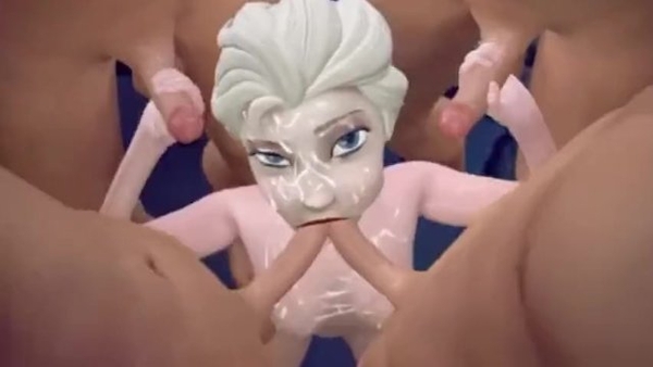 Elsa Frozen Bukkake Blowbang 3D Hentai [Disney, Frozen]
