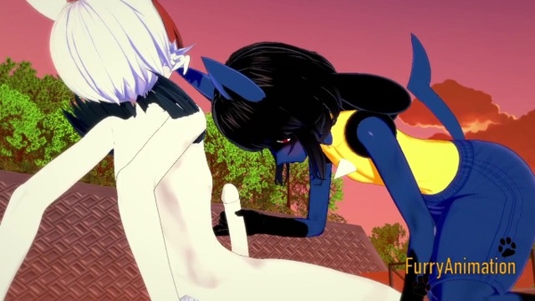 Pokemon Yaoi - Cinderace Cums In Lucarios Mouth And Ass [Cartoon, Pokemon, Yaoi]