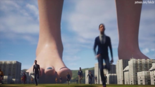 Giantess Walking On A Town Animation [3D, Giantess]