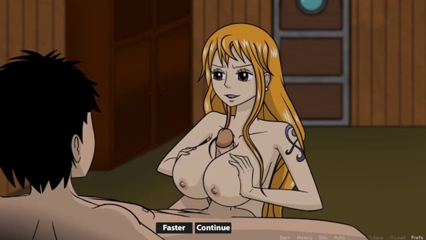 Nami from One Piece Jerks Off Big Dick With Her Huge Tits [Hentai, One Piece, Uncensored]