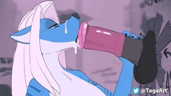 Horny Furry Girl Takes Care of a Huge Dick Through a Glory Hole [Furry, Yiff]