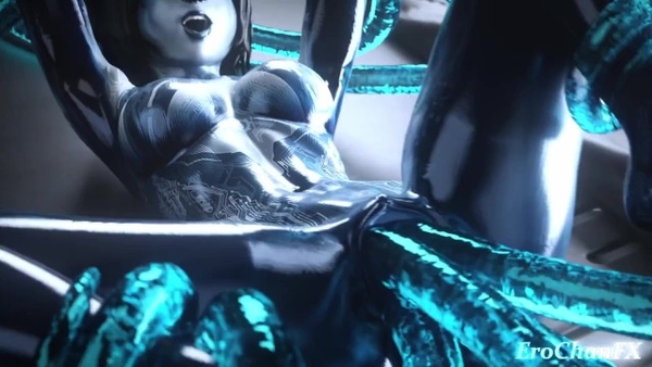 Cortana gets her pussy stretched wide open by 4 slimy rods [Cartoon, Halo, Hentai]