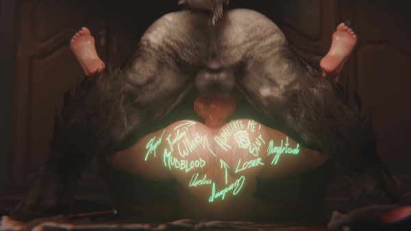 Hermione and Werewolf [Bodywritings and Cum Covered] [Zmsfm] [3D, Harry Potter, Werewolf]