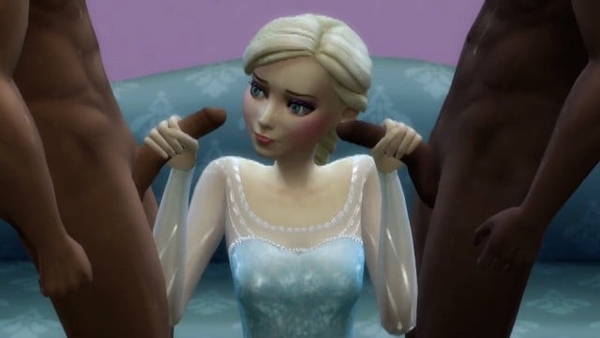 Elsa Frozen Doing Interracial Gangbang [Disney, Frozen]