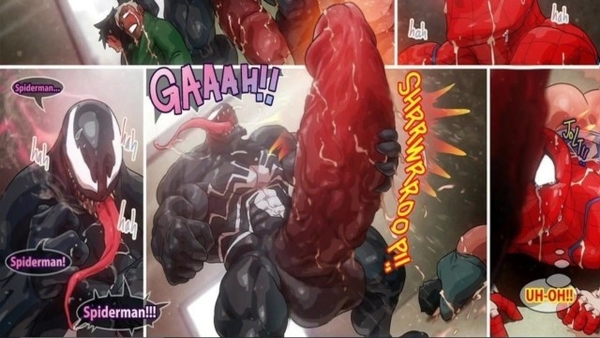 Spiderman Cum Inflation - Spiderman X Venom Belly Inflation Hentai [Hentai, Yaoi]