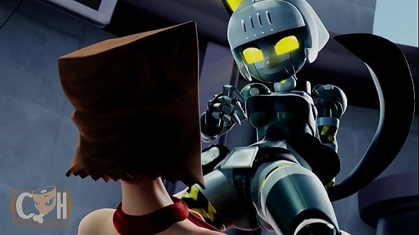 Robo-Fortune Fucks a Human With a Paper Bag Over His Head [3D]