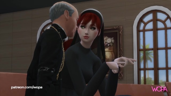 Innocent Nun Spied Priest And Then Went To Suck His Cock With Great Desire [Cartoon, The Sims]