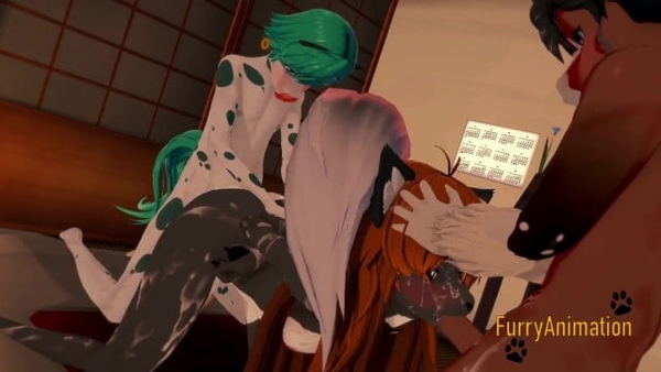 Furry Yaoi Hentai 3D - Threesome Bull And Horse Fuck Grey Fox [Furry, Horse, Yaoi]