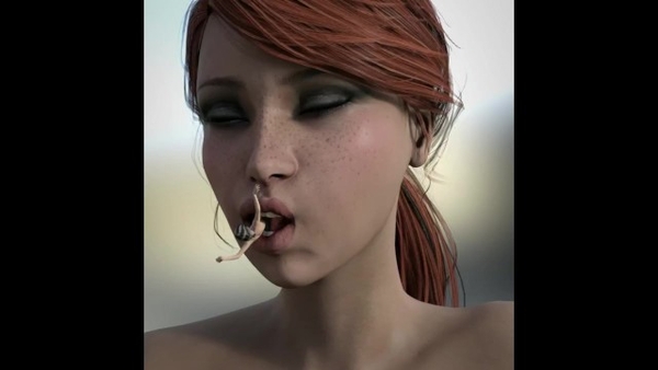 Giantess swallows a tiny woman [Vore]