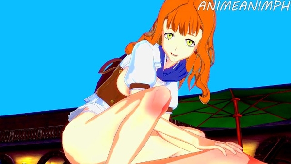 Mimosa Vermillion - Busty redhead teen enjoys massive dick in Black Cover hentai porn [Anime, Cartoon, Games, Hentai]