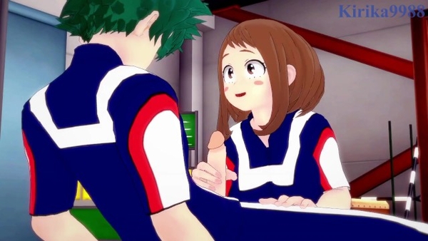 Ochako Uraraka Plays Hard With Izuku Midoriyas Penis In The Warehouse - My Hero Academia Hentai [Cartoon, Games, My hero academia]