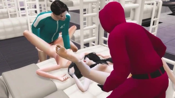 Chinese Foursome Orgy - Squid Game Themed Sex Scene - 3D Hentai Part 2 [3D, Games, The Sims]