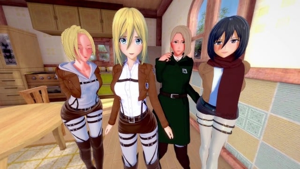 POV Attack On Titan Harem - 4 Girls Annie, Mikasa, Historia, Hitch [Attack on Titan, Harem, TV Shows]