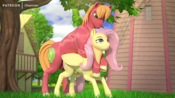 Big Mac and Fluttershy Horsing Around MLP [3D, My Young Pony (MLP)]