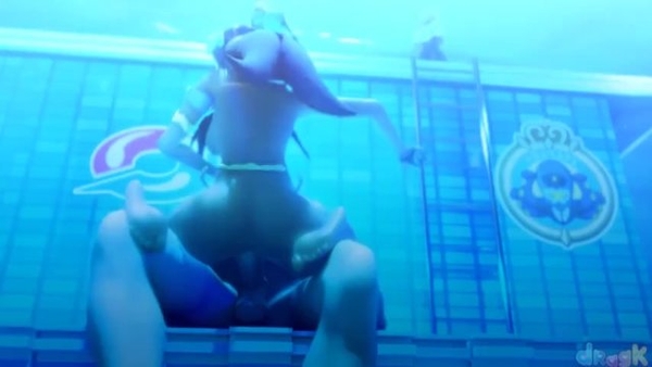 Trainer Nessa joins you for a Passionate Sex session in the Pool Pokemon [Cartoon, Pokemon]