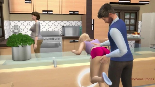 Stepdad Fingering Stepdaughter In Front Of Stepmother In Kitchen [Cartoon, Hentai, The Sims]