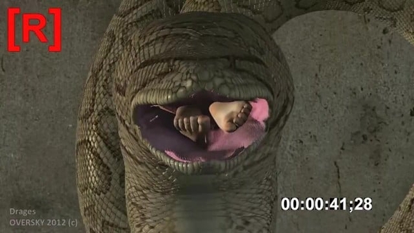 Girl eaten alive by a snake [Vore]