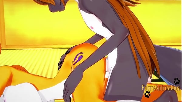 Digimon Hentai - Taomon and Grey Fox Tough Sex Boobjob, Handjob, Fellatio And Fucked - Thai Asian Manga Anime Game Porn [Digimon, Games, Yiff]