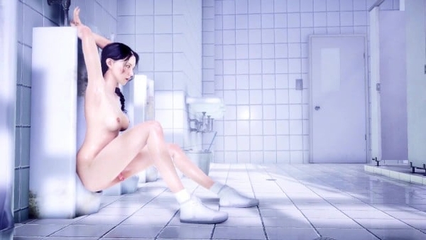 3D Chinese Futa Tied To A Urinal In Public Toilet [3D, Futanari]