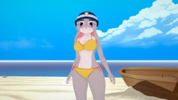 Horny cop Judy Hopps fucked hard on the beach [Furry, Hentai, Zootopia]