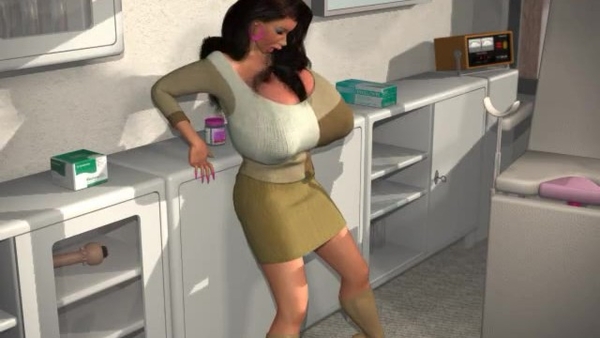 Kelly doctors office breast expansion [3D, Breast expansion]