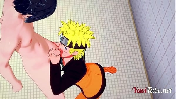 Naruto Yaoi - Naruto and Sasuke Having Sex In Schools Restroom And Cums In His Mouth And Ass Bareback Anal Creampie 1/2 [Anime, Yaoi]