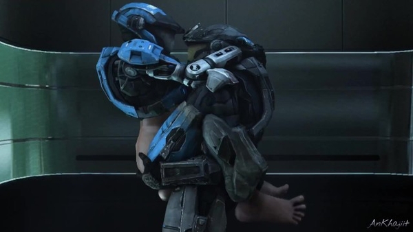 Ankhajiit Kat X Noble Six Stuck In Elevator [Cartoon, Halo]