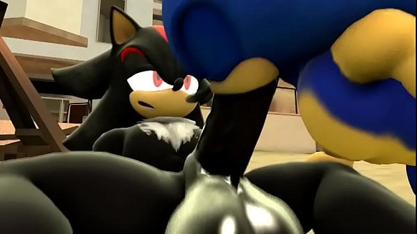 Sonic deepthroats Shadows massive cock, makes him cum hard [3D, Sonic, Yaoi]