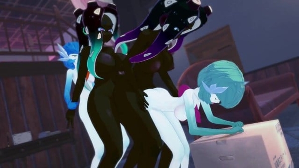 Futa Orgy: Gardevoir Plus Marina Have a Ll Out Clone Group Sex [Futanari, Hentai]