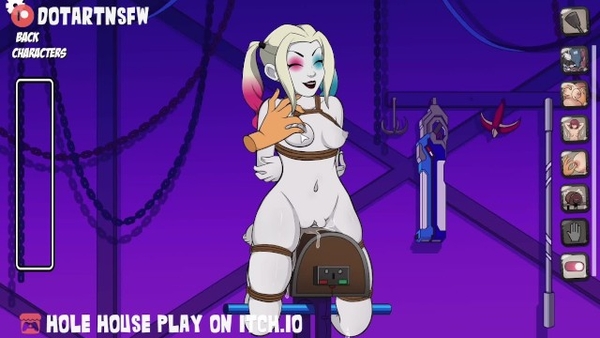 Hole House Game - Harley Quinn BDSM Bondage Spanking Dripping Wet Pussy [BDSM, Cartoon, Harley Quinn]