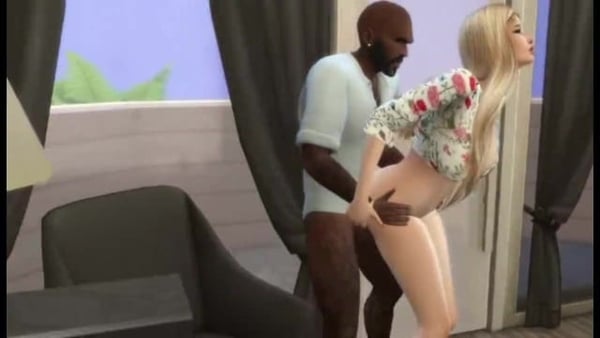 Sims 4 - Blacked - Blondie Housewife Cheats With A Black Hairy Hunk In A Hotel Place [Dark skin, The Sims]