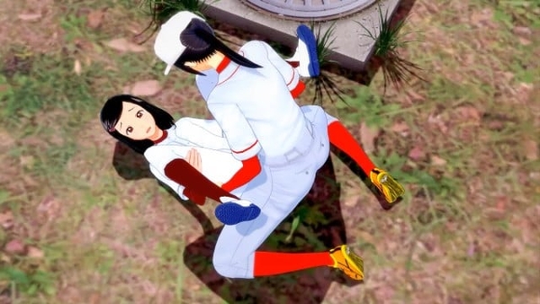 Mutsuko Sakura and Chisato Fujii - Horny girls meet on school yard to fuck in Major hentai porn [Cartoon, Futanari, Hentai]