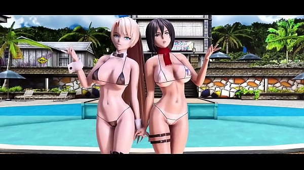 MMD R18 Bikini-Nude Mikasa Ackerman Adult Angela Balzac R18 [Attack on Titan, MMD]