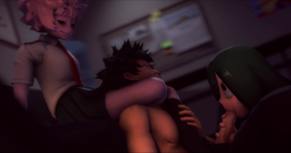 Mina and Tsuyu Headlock Deku [GreatM8][1080P] [3D, Artists]