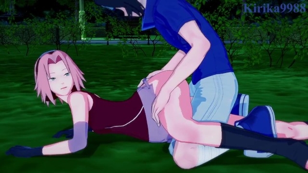 Sakura Haruno and Sasuke Uchiha Have intense Sex in A Park at Night - Naruto Hentai [Naruto]