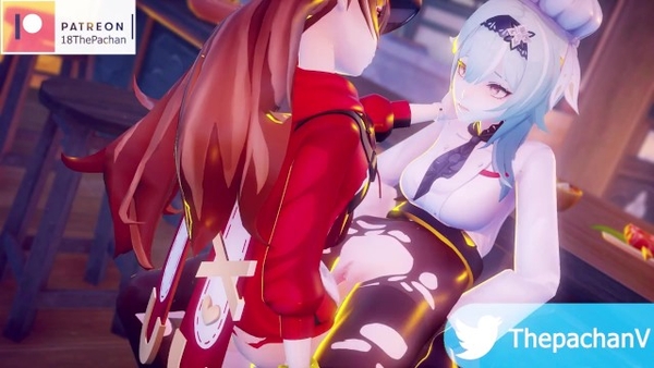 Eula X Amber After Day Shift Games ユーラ アンバー 日勤試合後 [Games, Genshin Impact, Hentai, MMD]