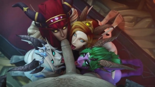 World Of Warcraft - Sexy Alexstrasza, Blood Elf, Deathwing and Sindragosa [Elf, World of Warcraft]