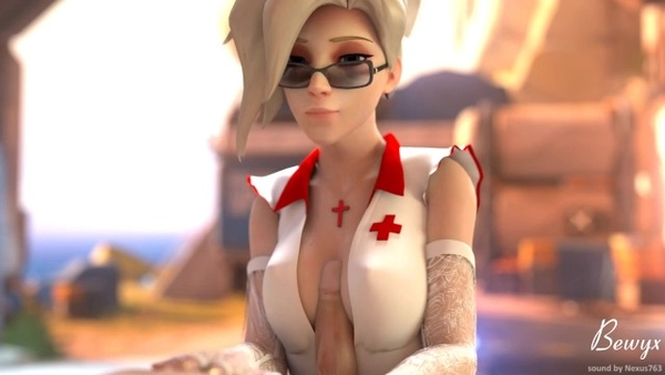 Mercy - Busty nurse in slow titjob in Overwatch hentai porn [3D, Overwatch]