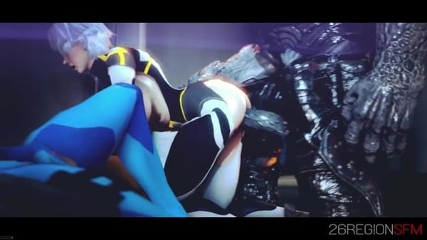 Samus Aran and Christie Vs Alien Mercenary [Metroid, Monster]