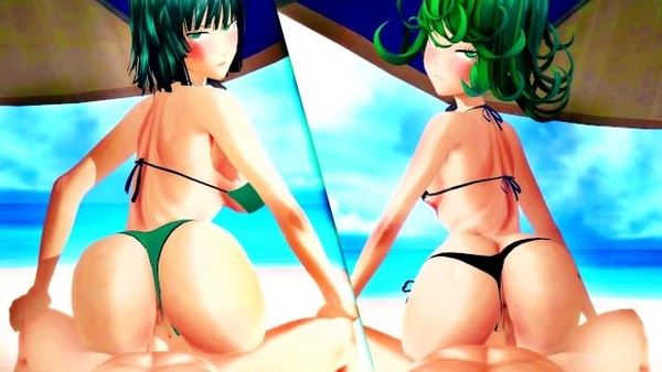 One Punch Boy Tatsumaki And Fubuki Both Riding Your Cock With Their Big Ass Until Creampie - Animation [One punch man]