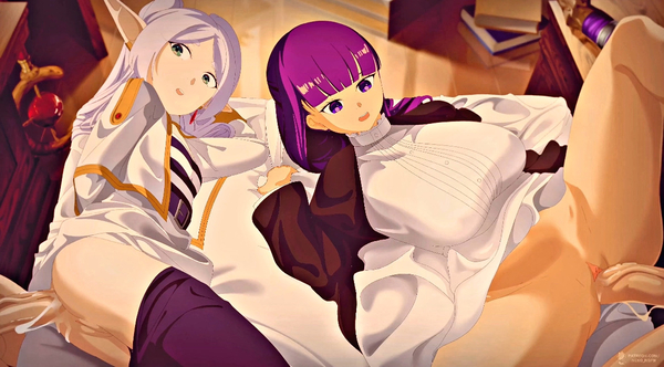 Frieren and Fern Get Fucked By Himmel and Stark (4K) [2D, Frieren]
