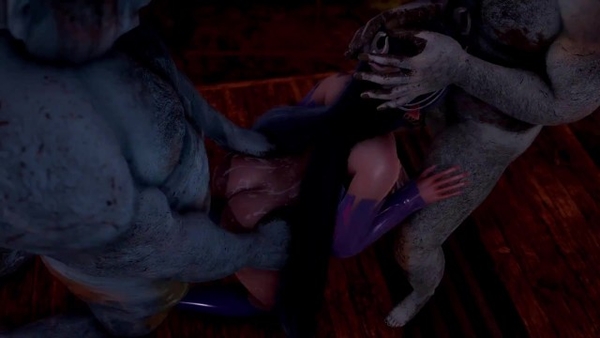 Busty Elf Chick Takes on Two Big Goblin Dicks [3D, Elf]