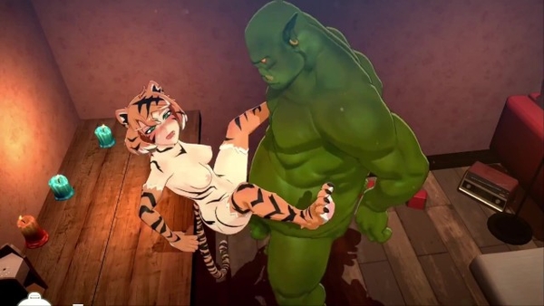 Furry Tiger, Harpy, Elf Fucked By Big Cock Orc Compilation (3d Hentai) [Games, Monster]