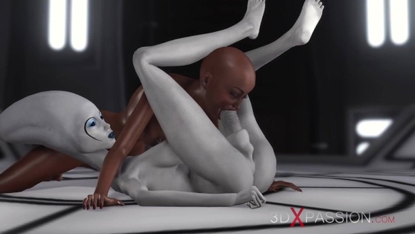 3D Alien Dickgirl Fucks A Hot Ebony In The Space Station [3D, Alien]