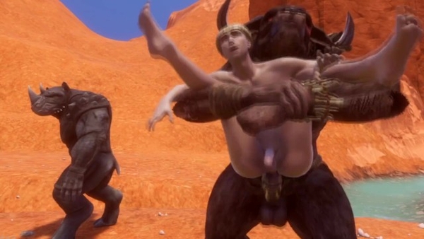 Sissy Dude Meets Two alpha Minotaurs [3d] [Furry]